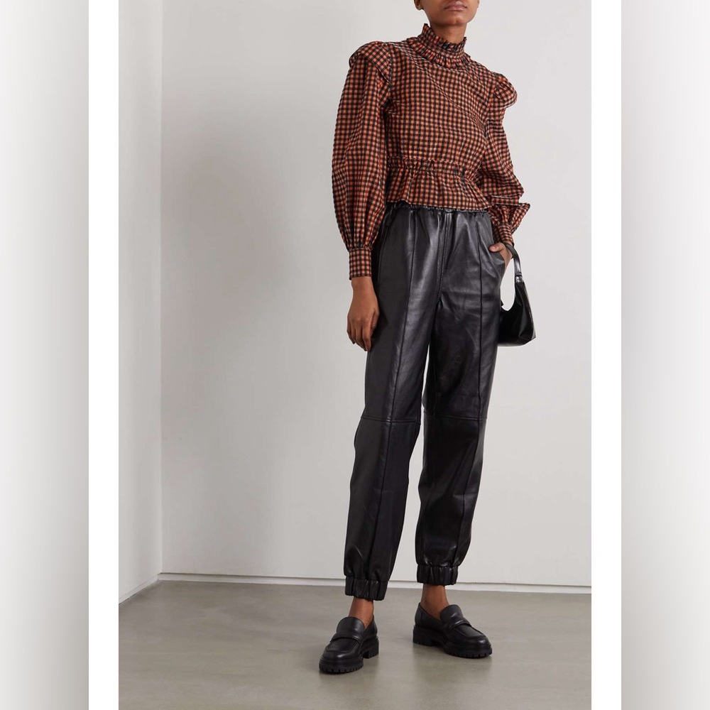 GANNI Ruffled gingham seersucker blouse - Picture 2 of 10